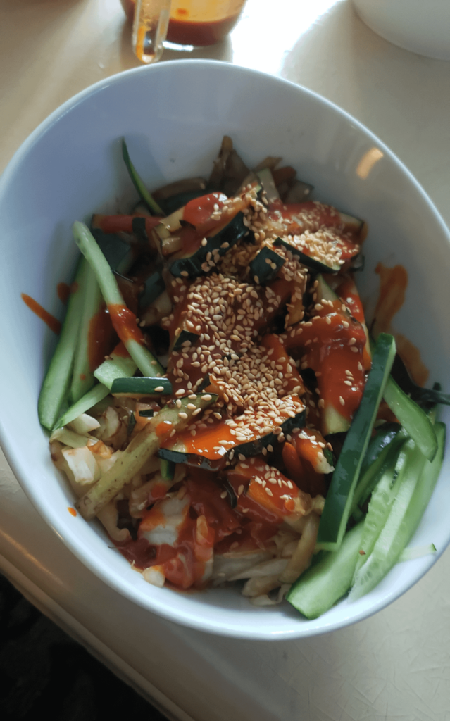 Vegetarian Bibimbap with garden veggies