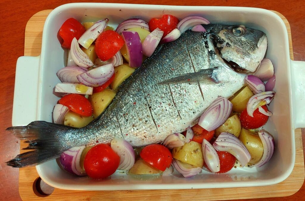 Oven Sea Bream (609 cals, 55g protein) Oven Sea Bream (609 cals, 55g protein)