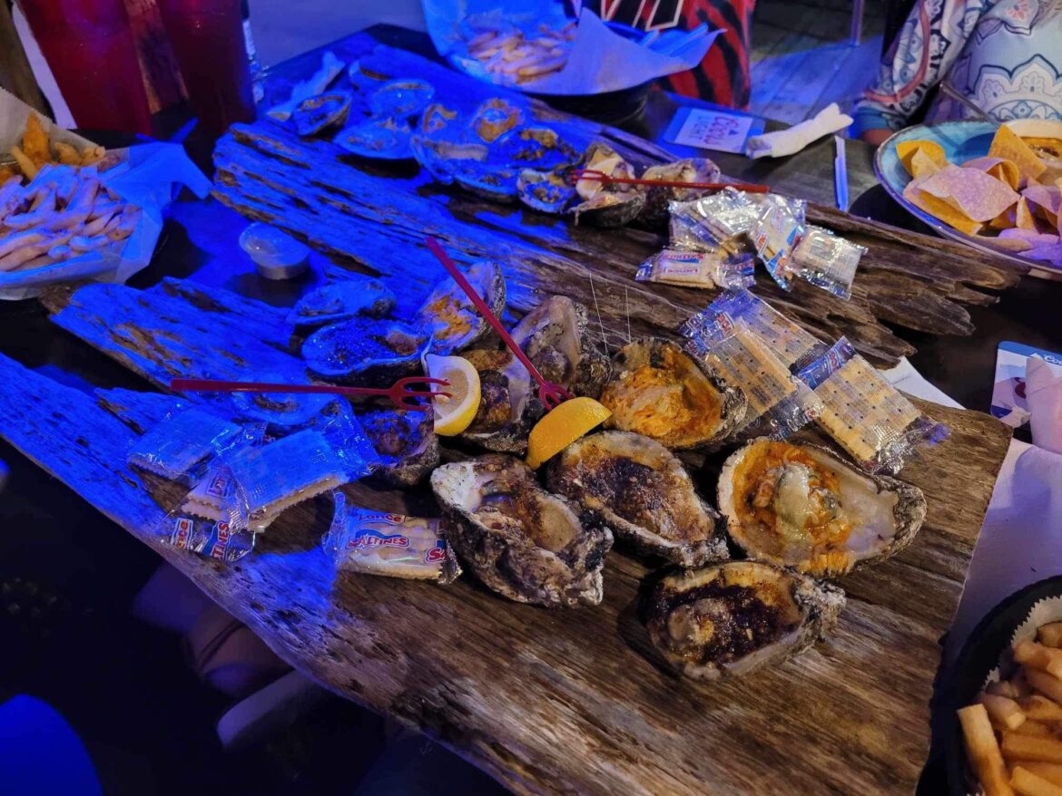 Oysters on a HUGE wooden board Oysters on a HUGE wooden board