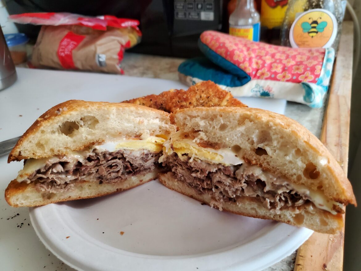 Smoked Ribeye and Duck Egg Sammie