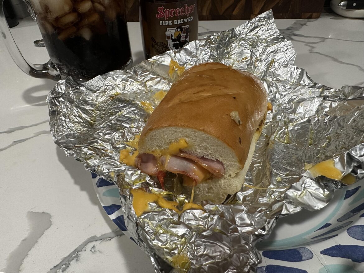 ham, cheddar, spicy brown and giardiniera