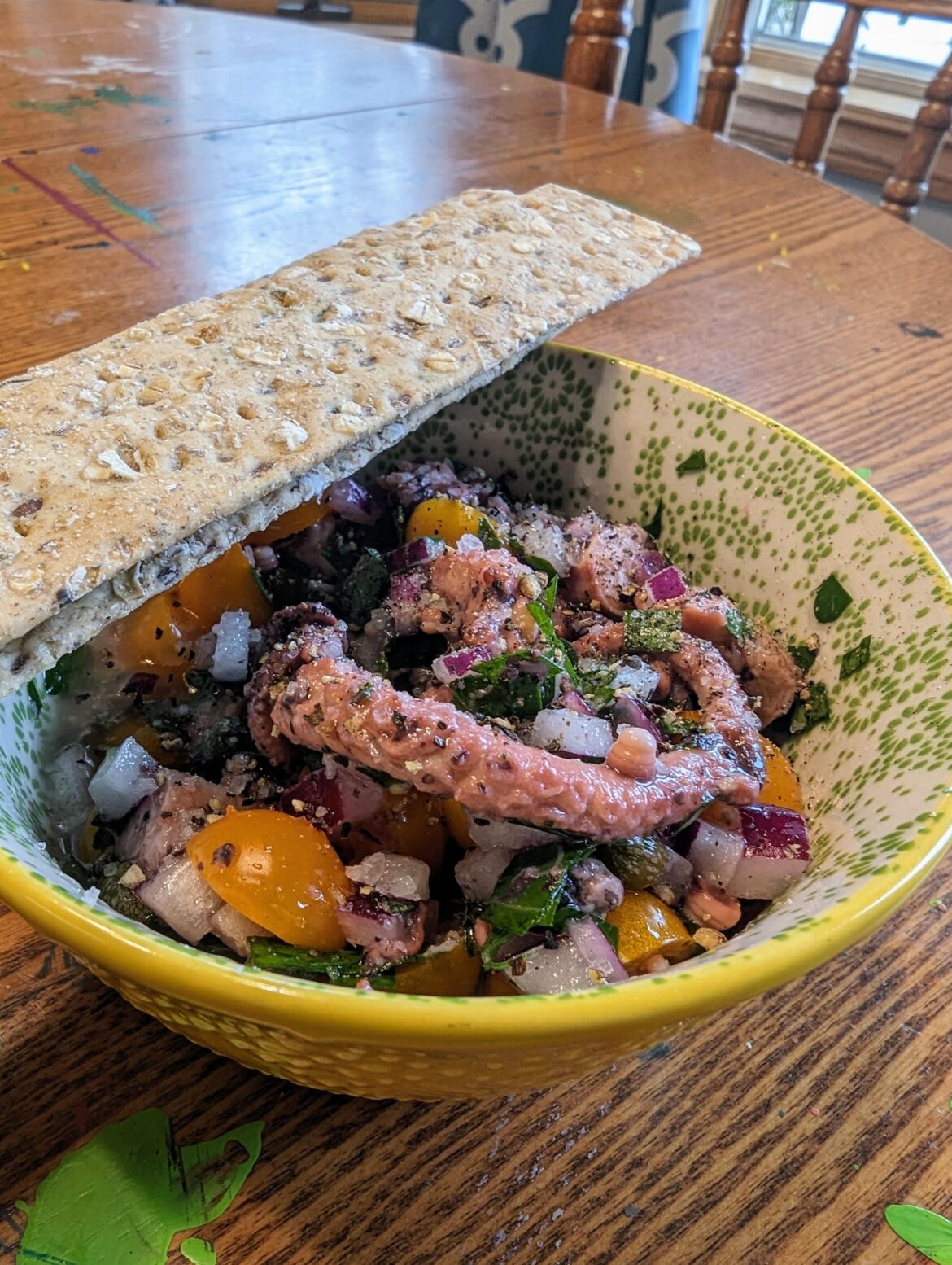 A tinned Octopus salad