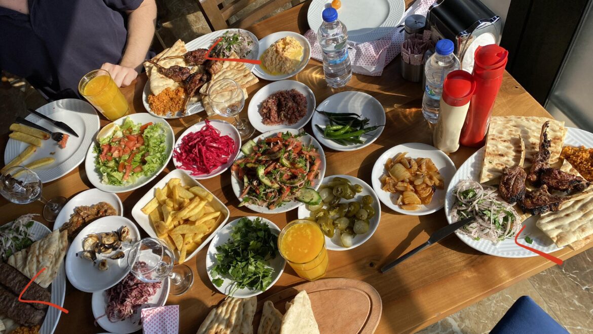 Turkish hospitality) Ordered 2 courses, appetizers as a gift