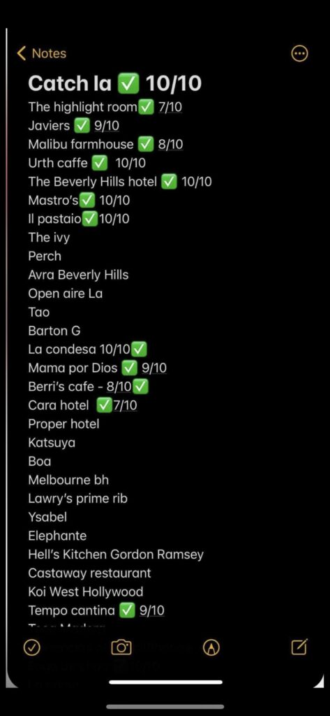 [Tourist] Rate this food list by my uber driver - I'm on my honeymoon staying in holleywood so would love some date spot suggestions