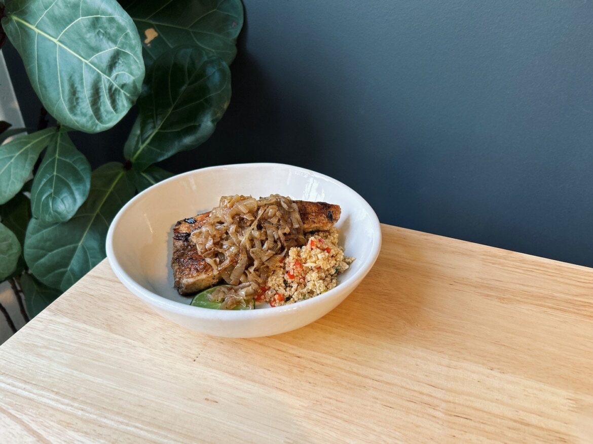 Pan-Fried Swordfish and Balsamic Shallot Confit Pan-Fried Swordfish and Balsamic Shallot Confit