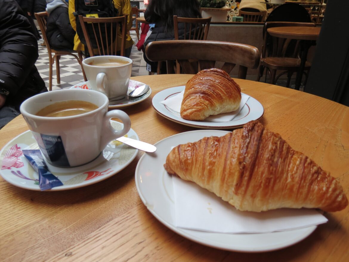 Coffee and croissant at Paris