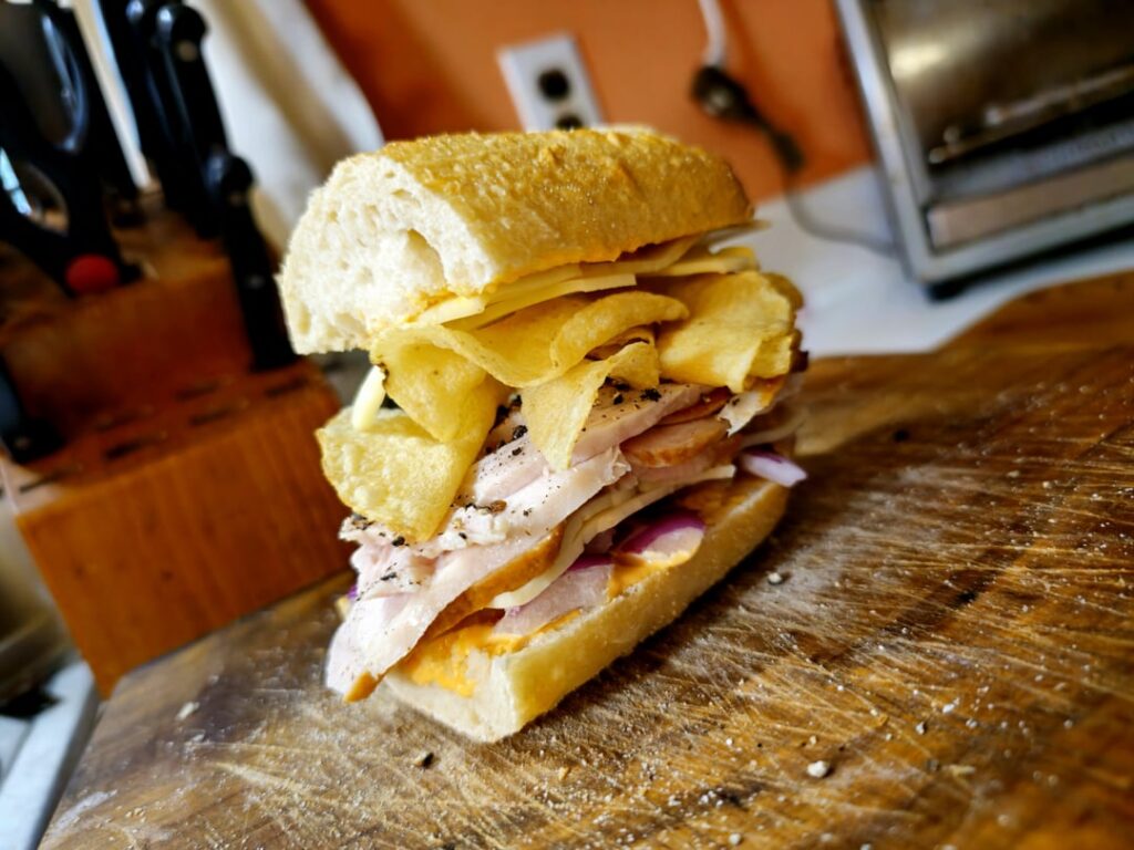 Turkey, Cheese, Onion, Chipotle Mayo, Salt & Vinegar Chips