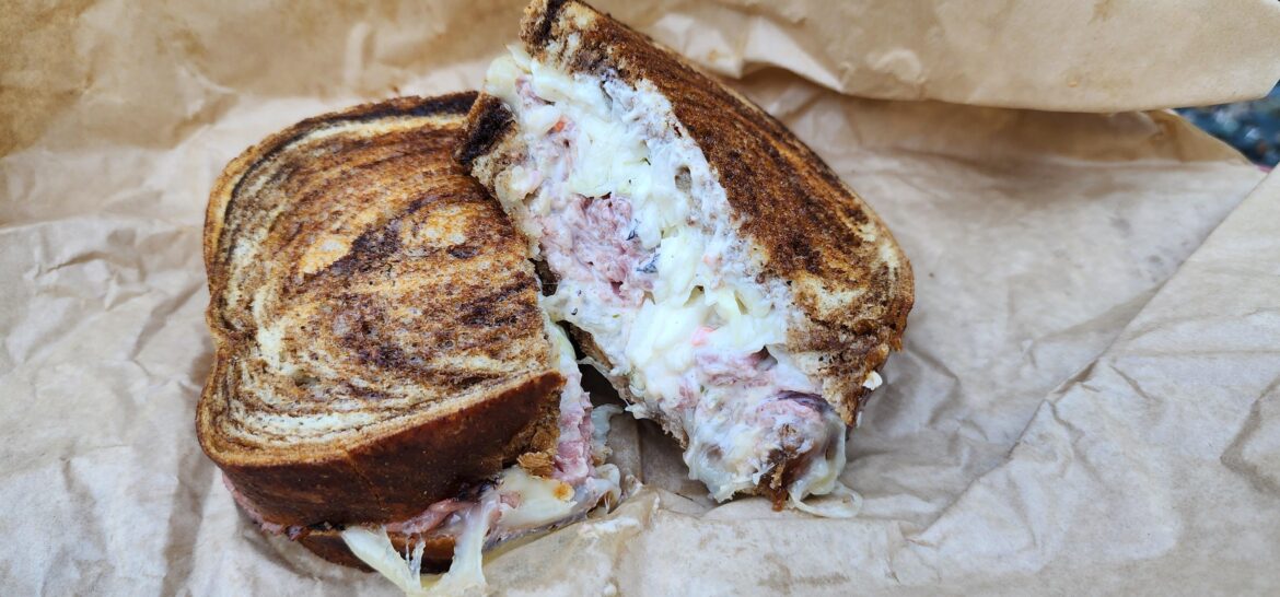 Pastrami sandwhich from Alleycats in MN. Don't worry the meat ratio is perfect it looks like this from the slicing!