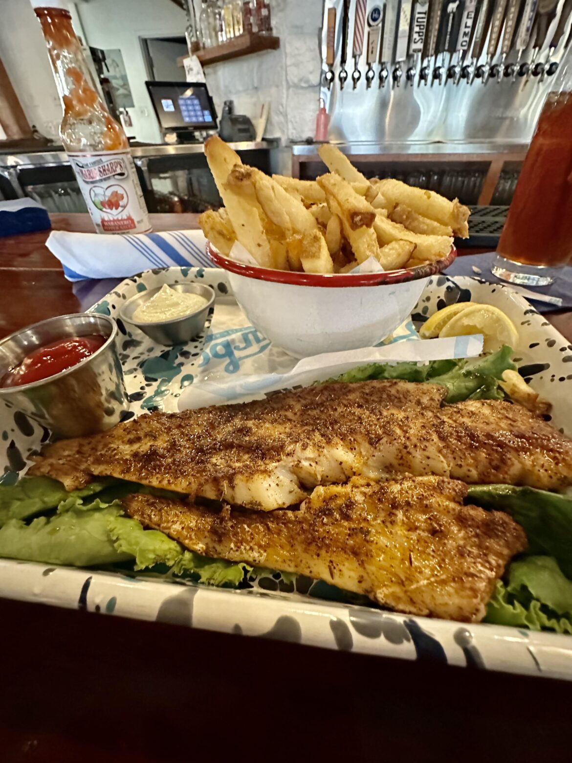 Garbo’s Tuesday special: blackened (not fried) fish ‘n’ chips 🎣 Garbo’s Tuesday special: blackened (not fried) fish ‘n’ chips 🎣