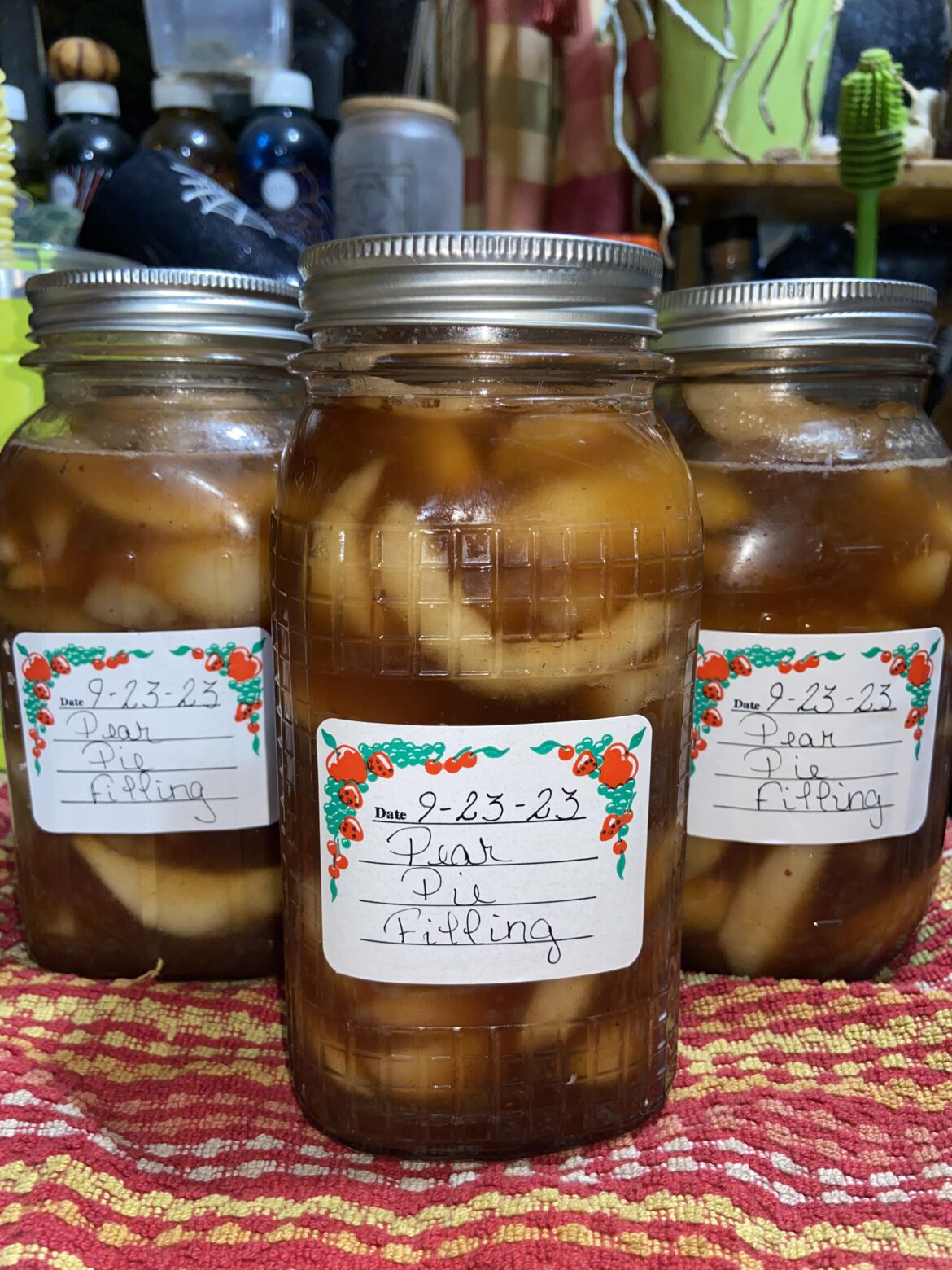 I made Pear Pie Filling.