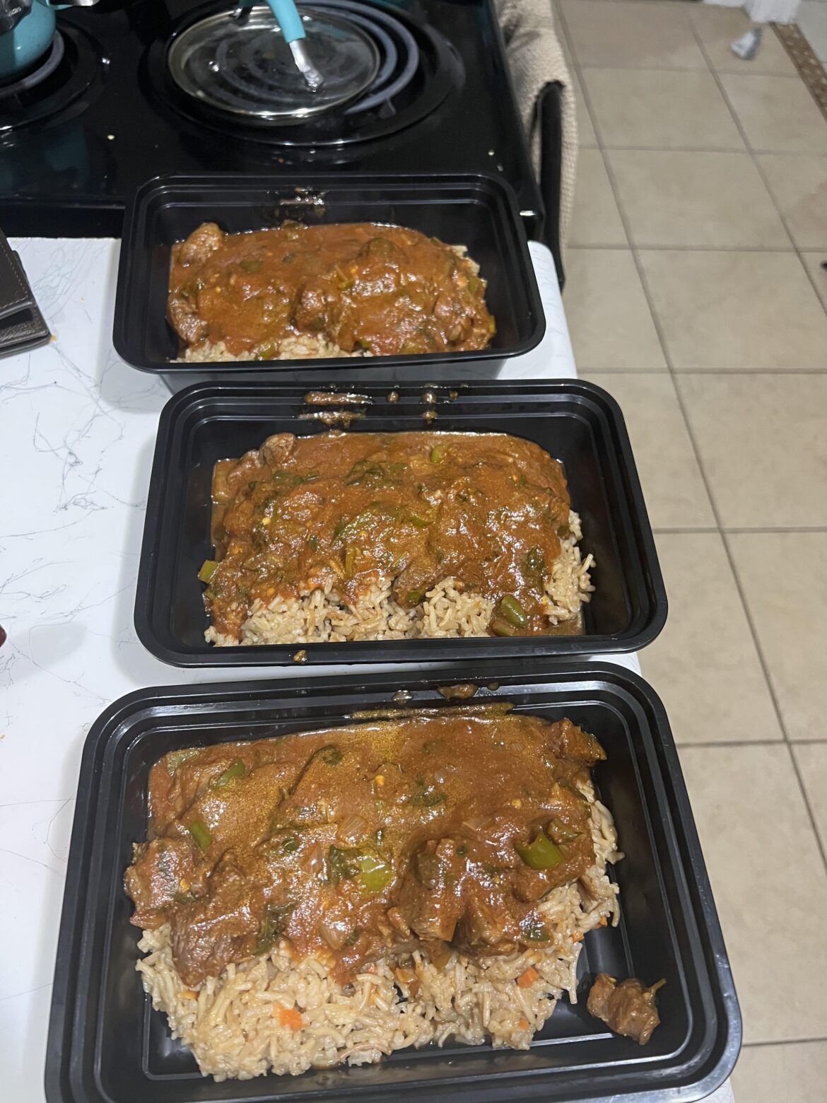 Cilantro beef curry on rice a Toni