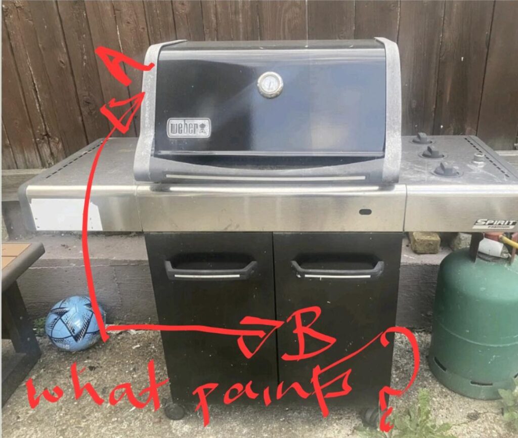 In UK what paint do I need for A: side of hood and box B: Cabinet that has some internal rust spots? Does this cabinet need to be high temperature paint too?