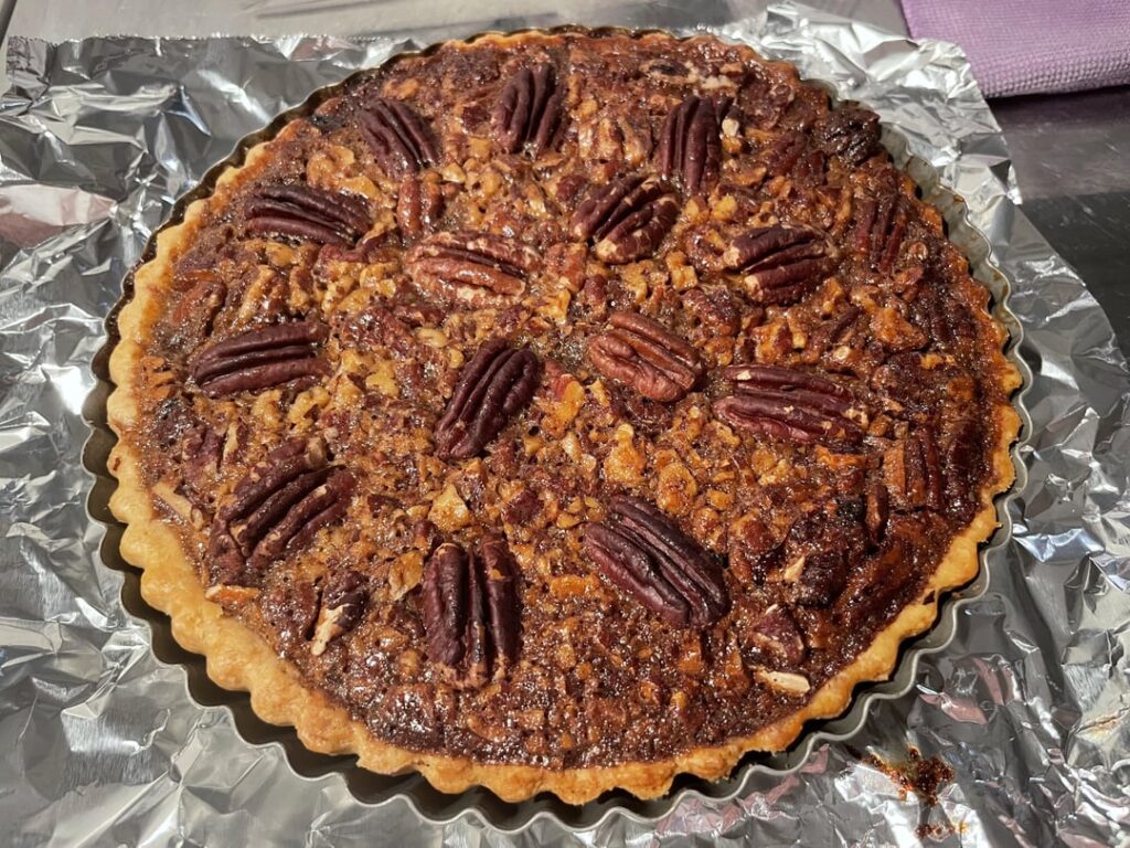 Been into baking lately—here’s a pecan pie (or technically a tart? I genuinely don’t know) I made a couple weeks ago