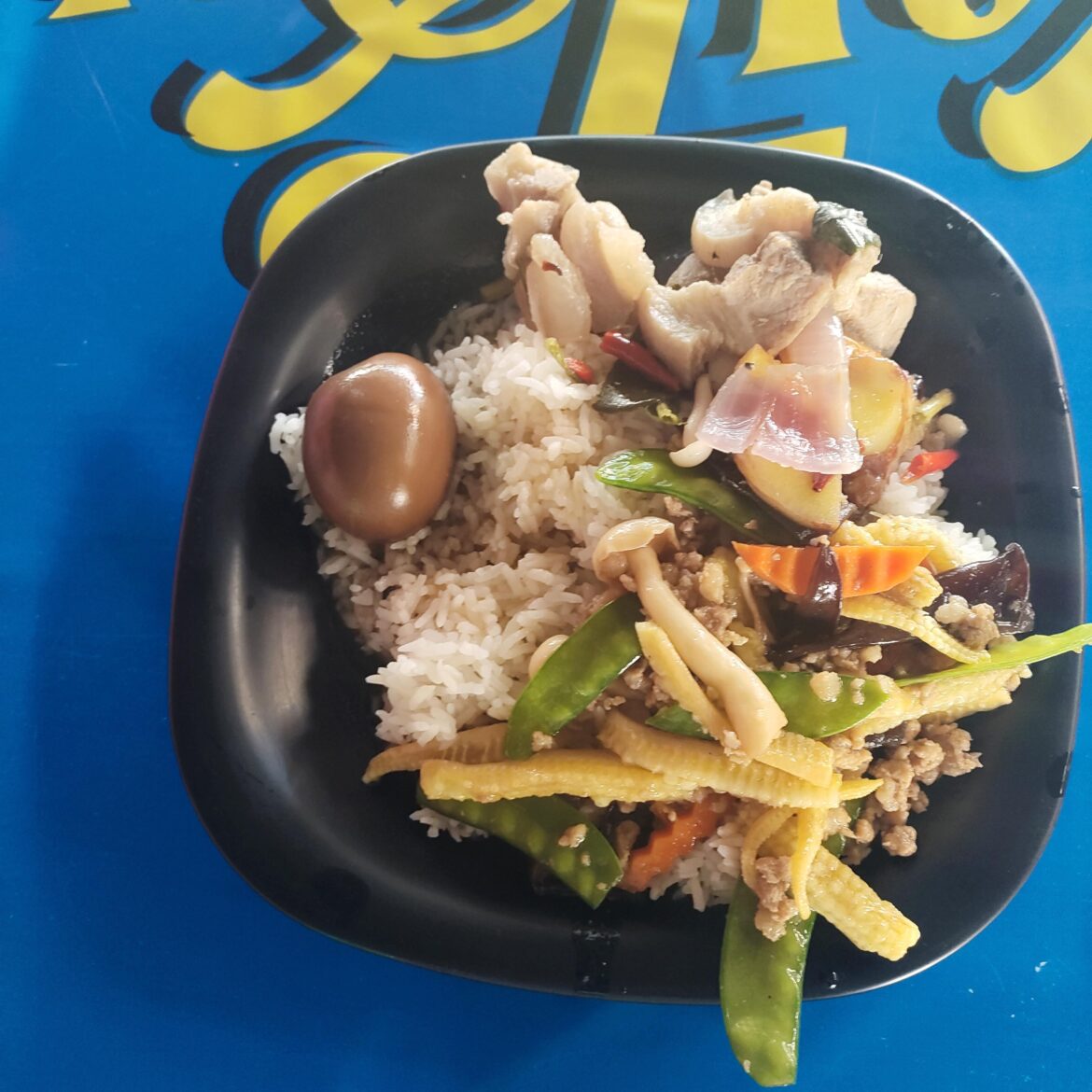 Loco roadside restaurant. Don't ask what, Just pointed and she put it on the plate. very good.