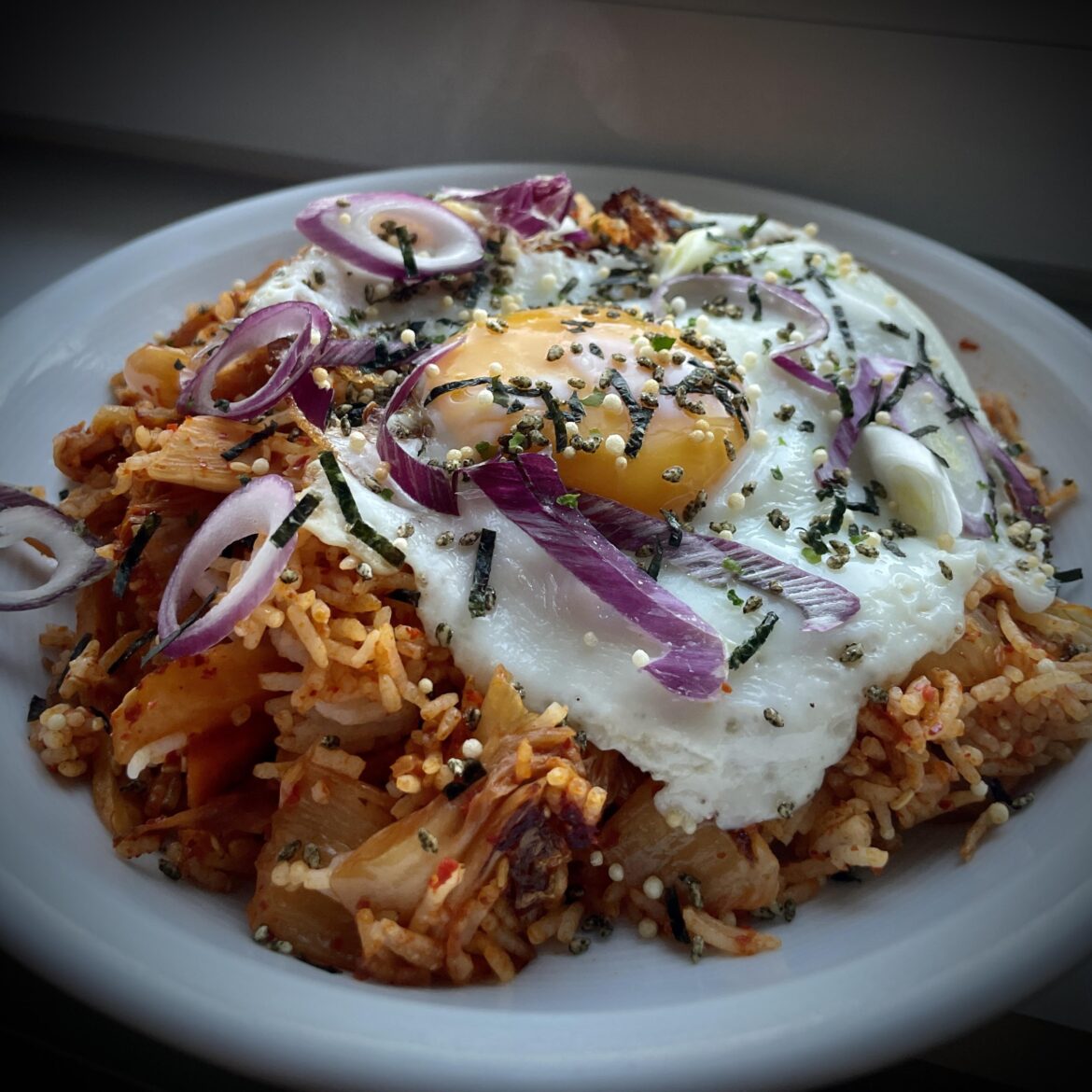 Kimchi fried rice with you know what.