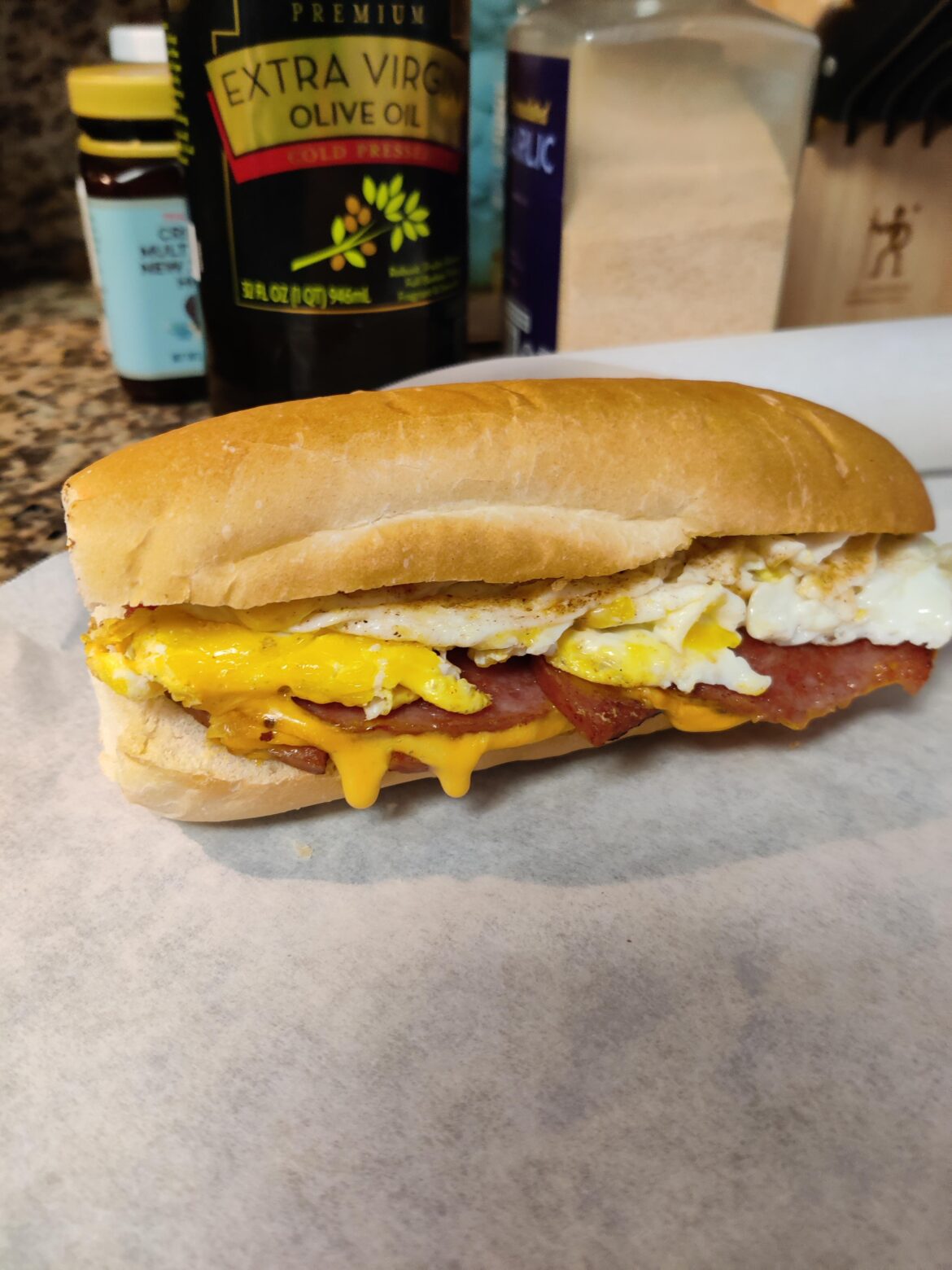 Switching it up with pork roll, egg & cheese on a long roll