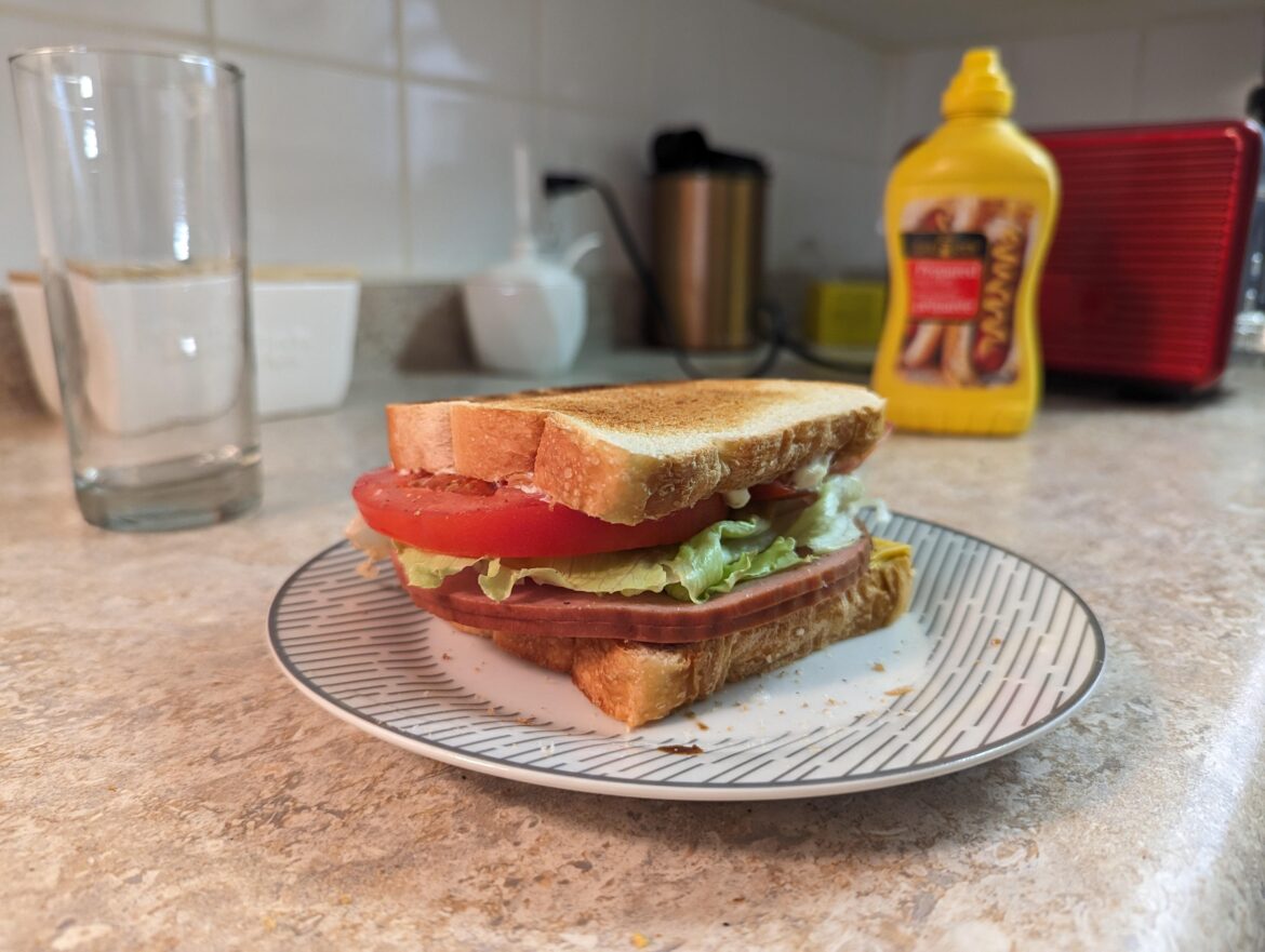 Bologna, lettuce, tomatoes and American cheese. Classic