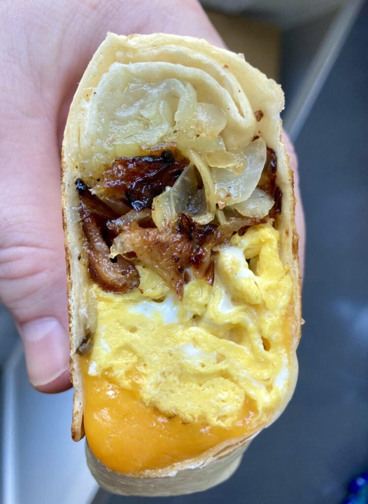 [Homemade] hash brown, bacon, egg and cheese breakfast burrito