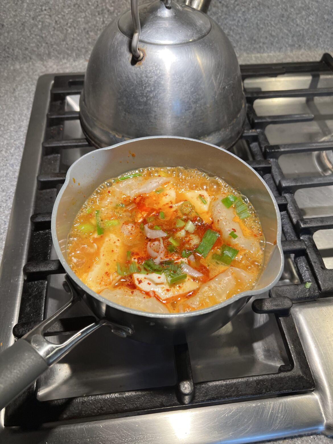 BCD tofu soup kit with some frozen gyoza