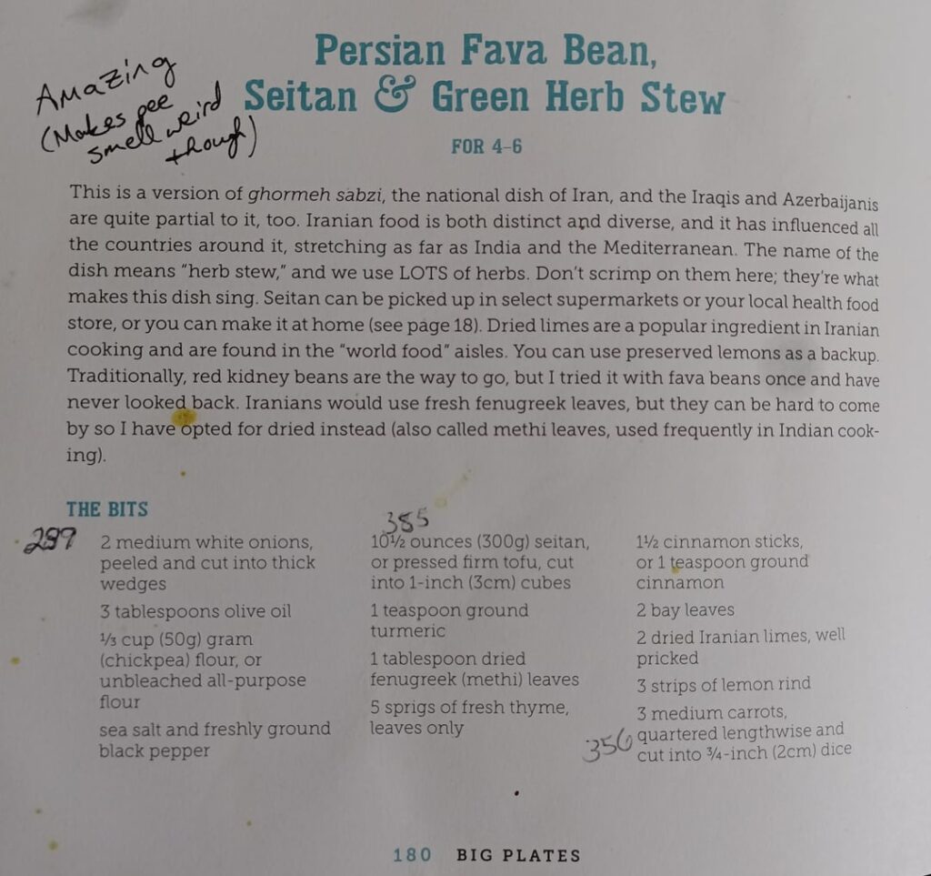 Persian Fava Bean, Seitan, & Green Herb Stew