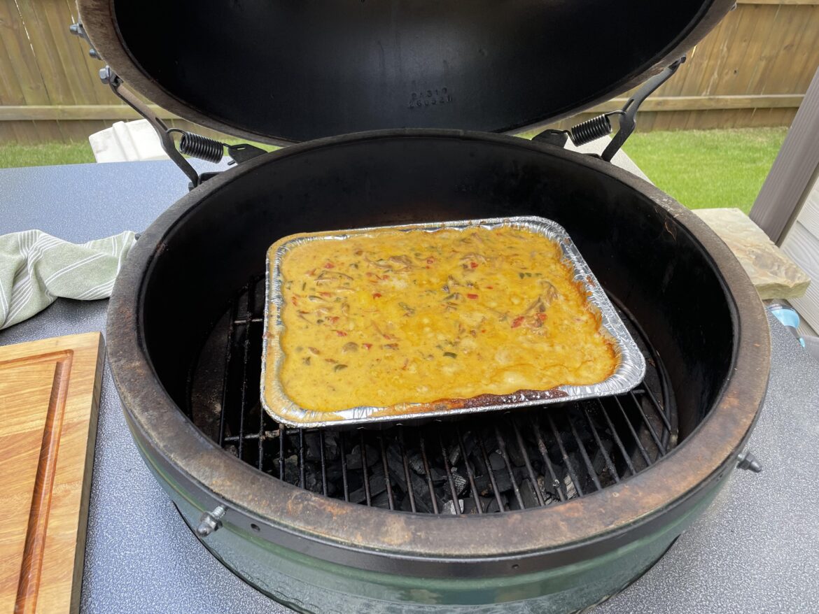 Smoked Queso thanks to an earlier post here. Amazing. 2.5 hrs at 210.