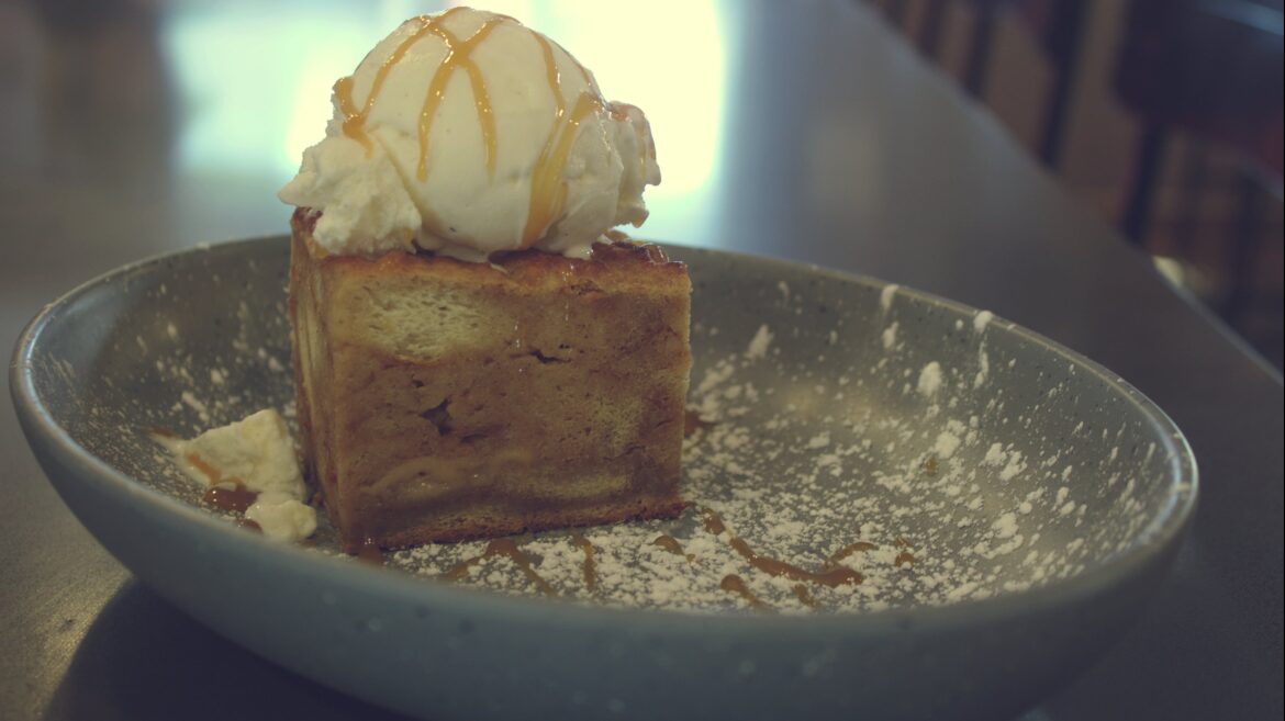 Bourbon Caramel Peach Cobbler Bread Pudding (that's a mouthful)