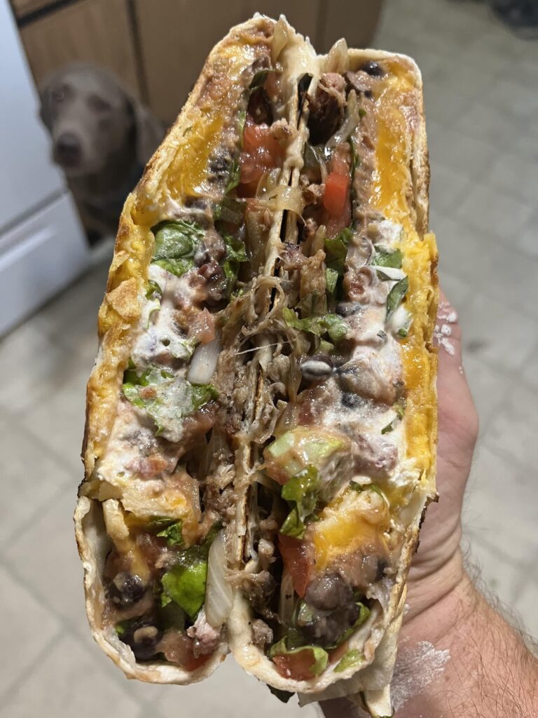 Wrap supreme thing with leftover smoked pulled pork