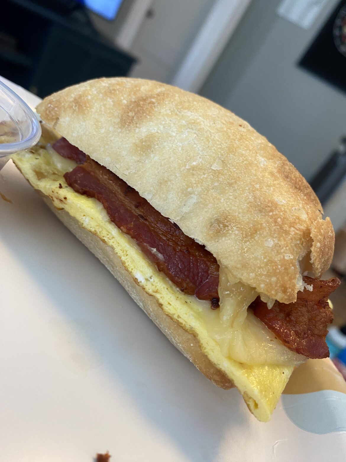 Bacon, smoked gouda, and egg sandwich. Starbucks eat your heart out.