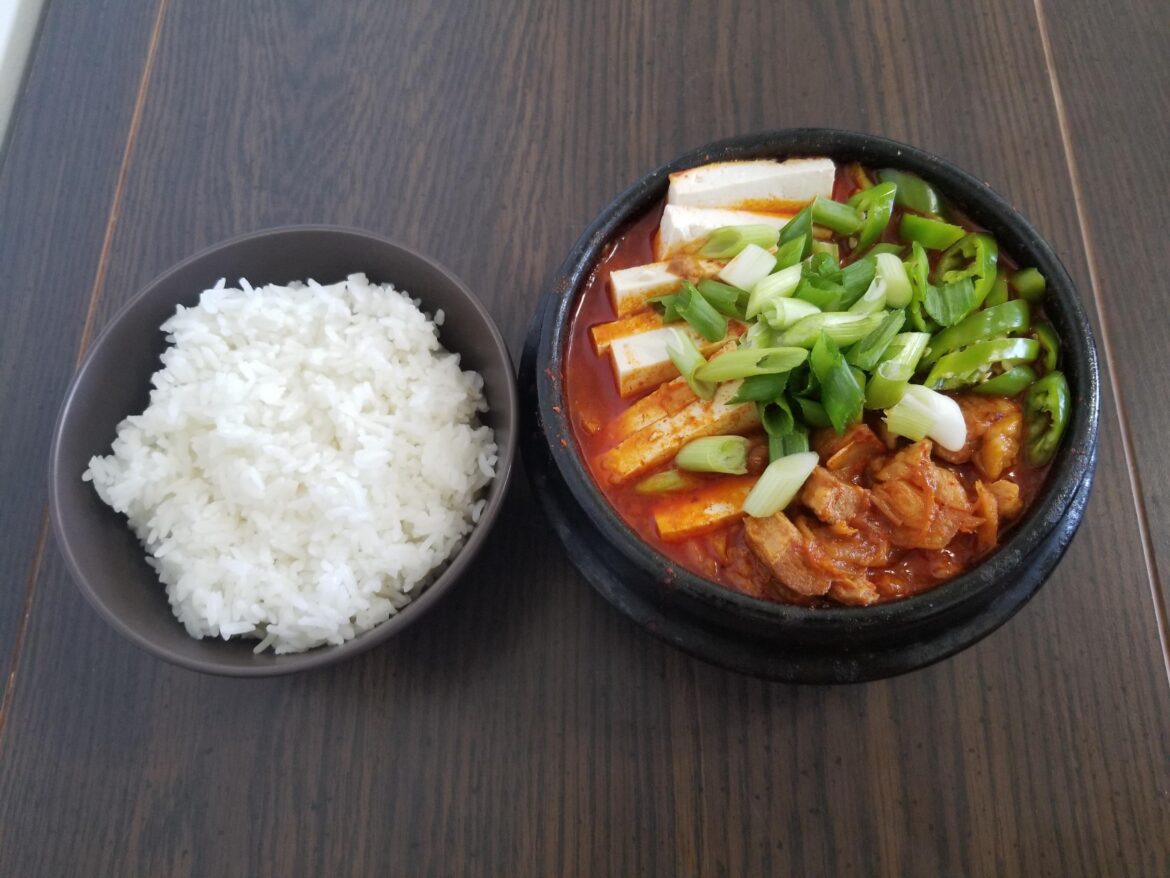 homemade kimchi jjigae with pork