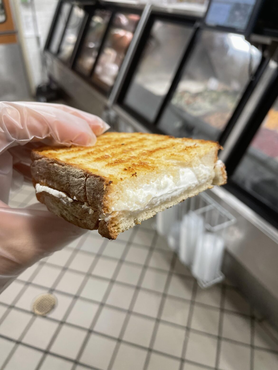 Day 10 of posting grilled cheese sandwiches until I run out of cheese types: Chavrie Goat Cheese.