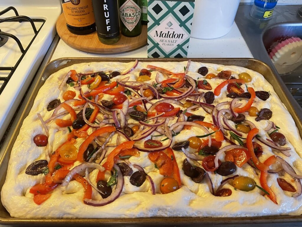 My first time making veggie focaccia