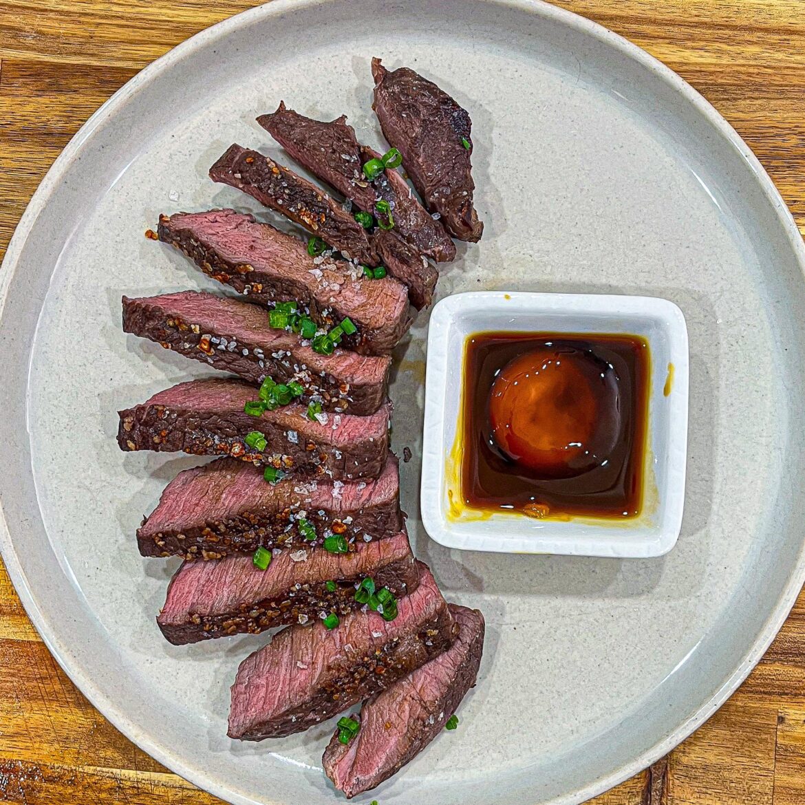 Bison sirloin, soy cured egg yolk