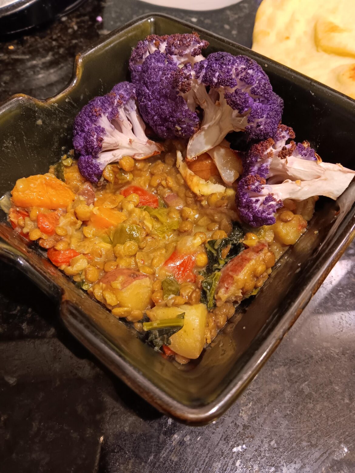 Vegan coconut lentil curry with roasted cauliflower Vegan coconut lentil curry with roasted cauliflower