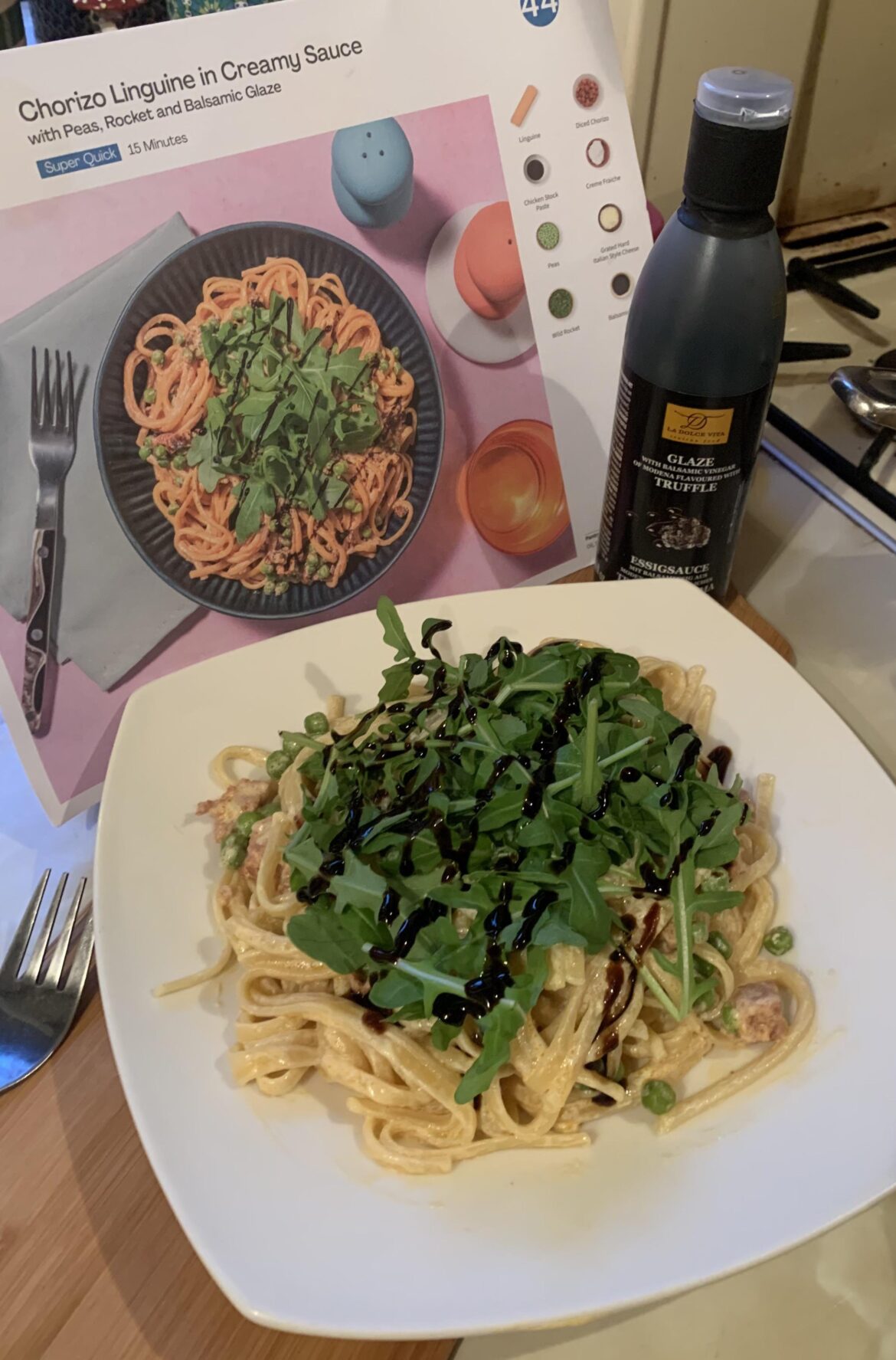 I went off recipe and used my own truffle balsamic glaze