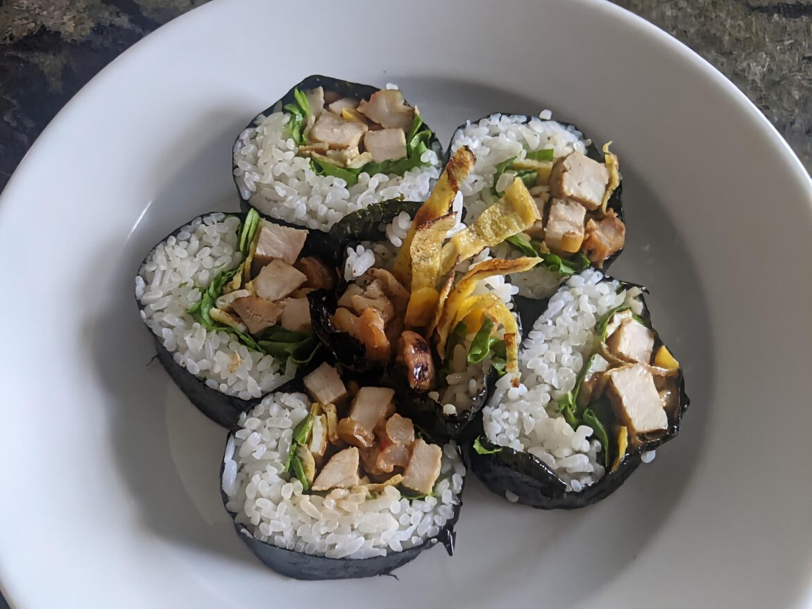 My Grilled Chicken-Shrimp-Corn-Egg Kimbap