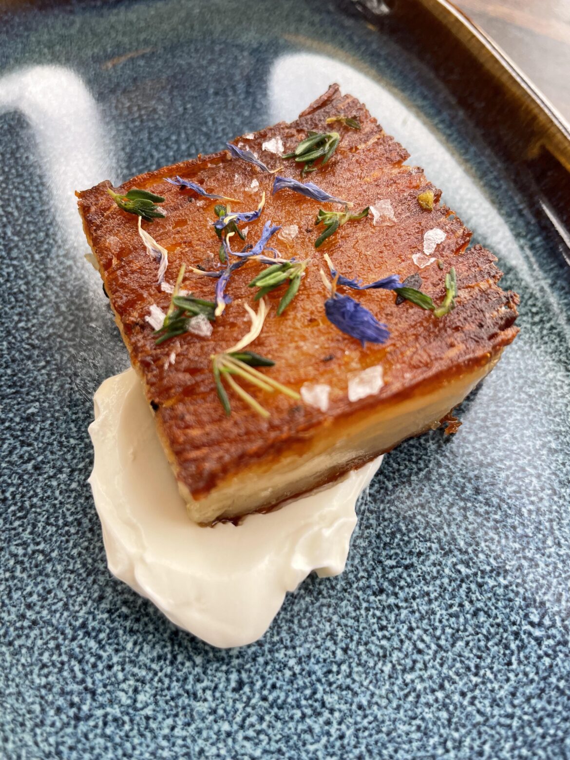 Duck fat pave with creme fraîche