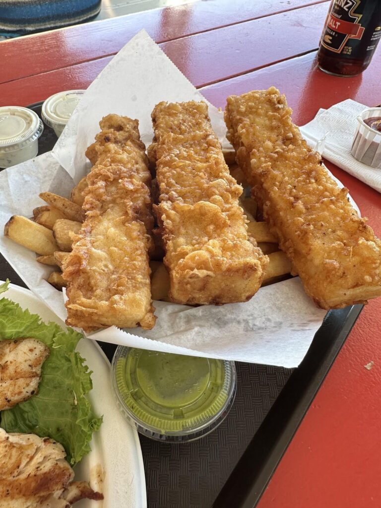 Fish and chips at Malibu seafood fresh fish market & patio cafe