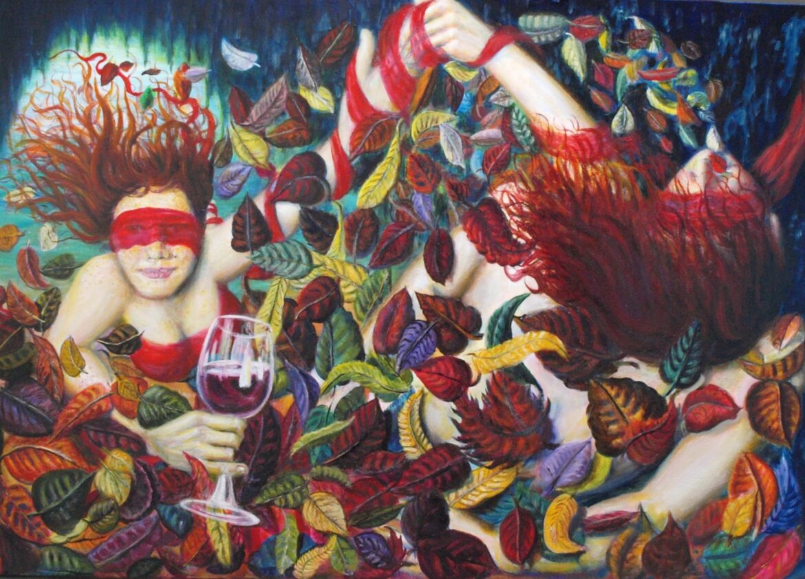 Here's to the reds! Beauty spot, me, oil on canvas, 2021