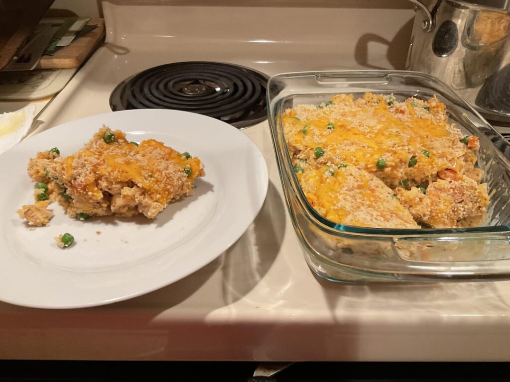 family Dinner - Cheesy Chicken and Rice Casserole