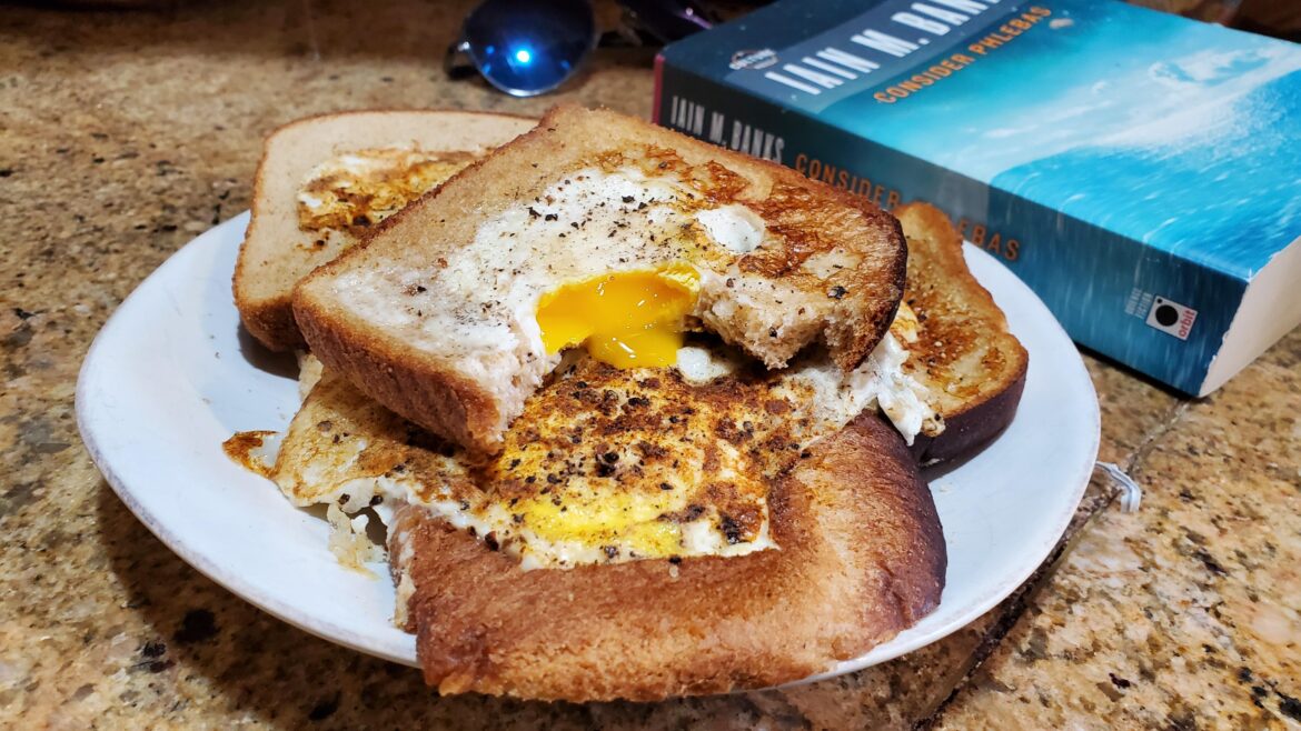 What about putting an egg IN it? EggInToast with black pepper and red curry powder. Breakfast of champions.