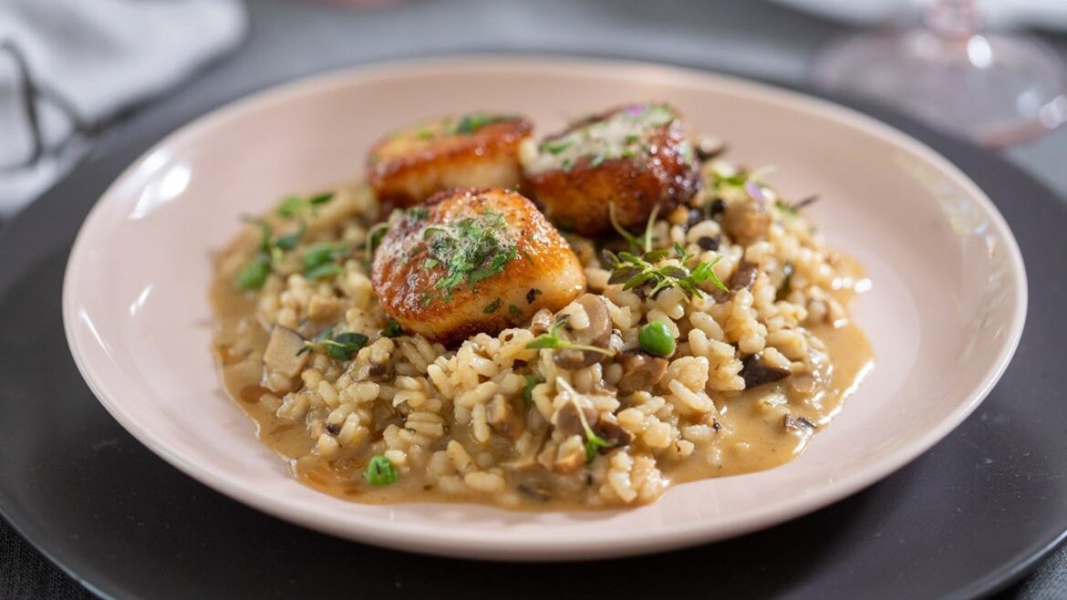 Porcini Mushroom Risotto with Seared Scallops | Risotto Recipe