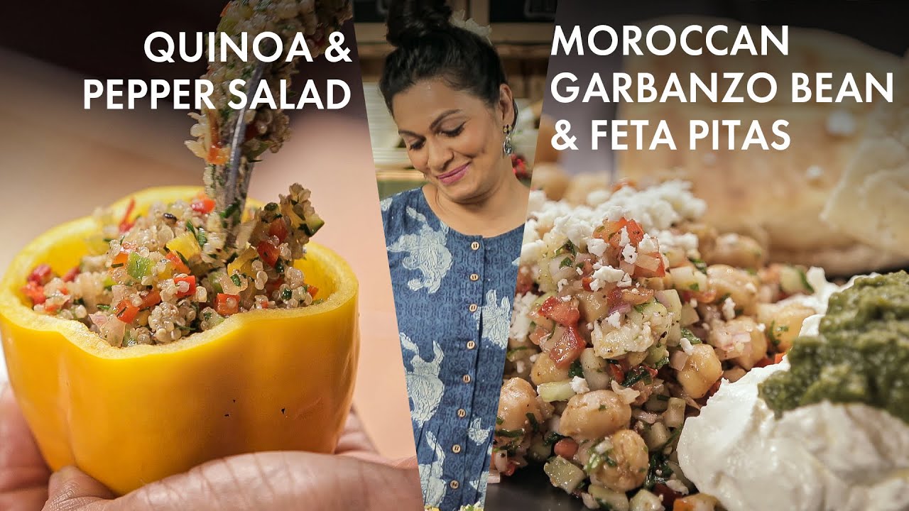 Moroccan Garbanzo Bean and Feta Pitas Quinoa and Pepper Salad Cafe