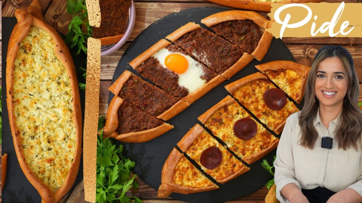Türkische Pide Schiffe mit Käse, Sucuk, Hackfleisch, Ei / Peynirli Kiymali Pide - Kikis Kitchen