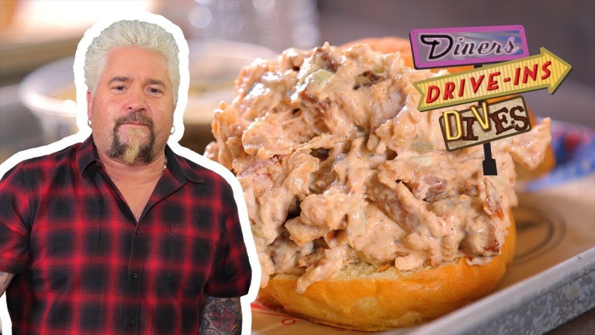 Guy Fieri Eats a Smoked Chicken Salad Sandwich | Diners, Drive-Ins and Dives | Food Network Guy Fieri Eats a Smoked Chicken Salad Sandwich | Diners, Drive-Ins and Dives | Food Network