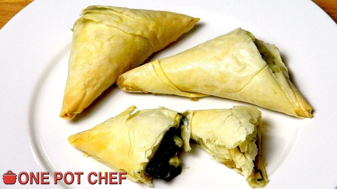 Spinach and Feta Filo Triangles | One Pot Chef