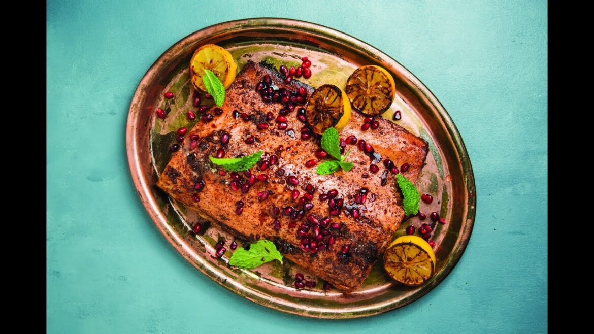 Pomegranate Sumac Salmon with Seared Lemons