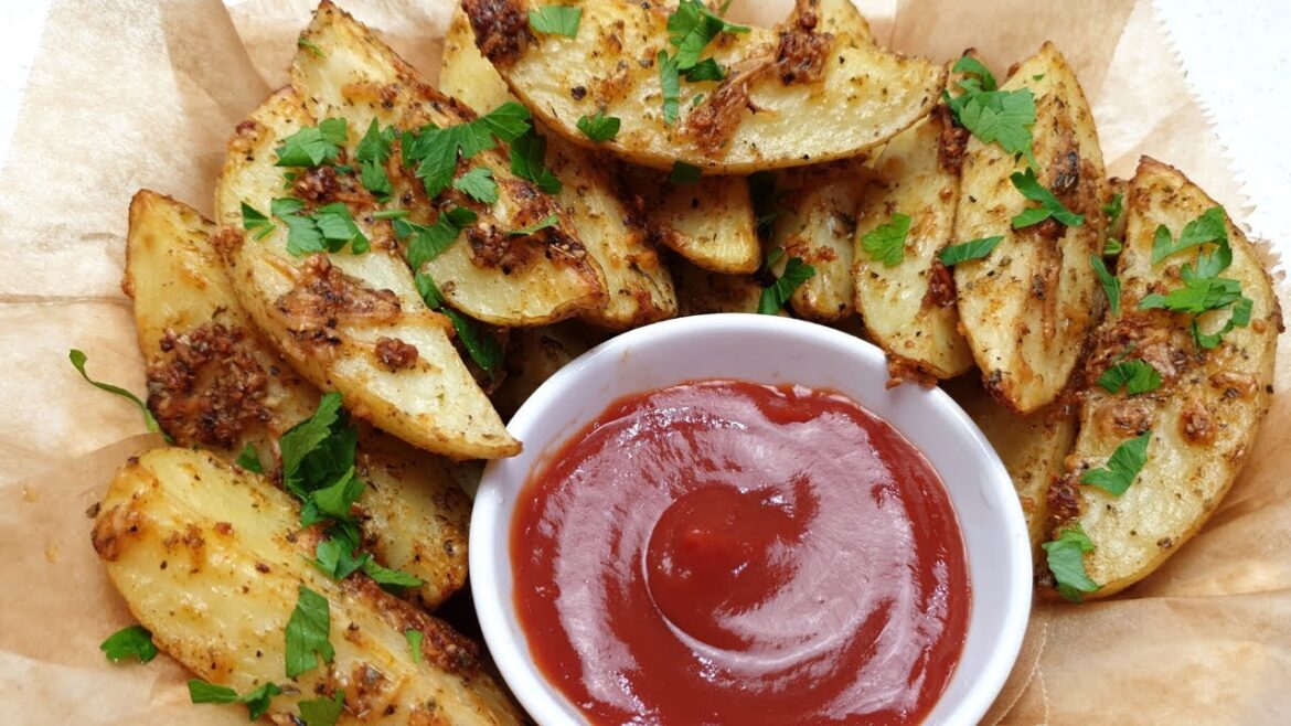 How to make Baked Parmesan Potato Wedges Recipe | Baked Garlic Parmesan Potato Wedges