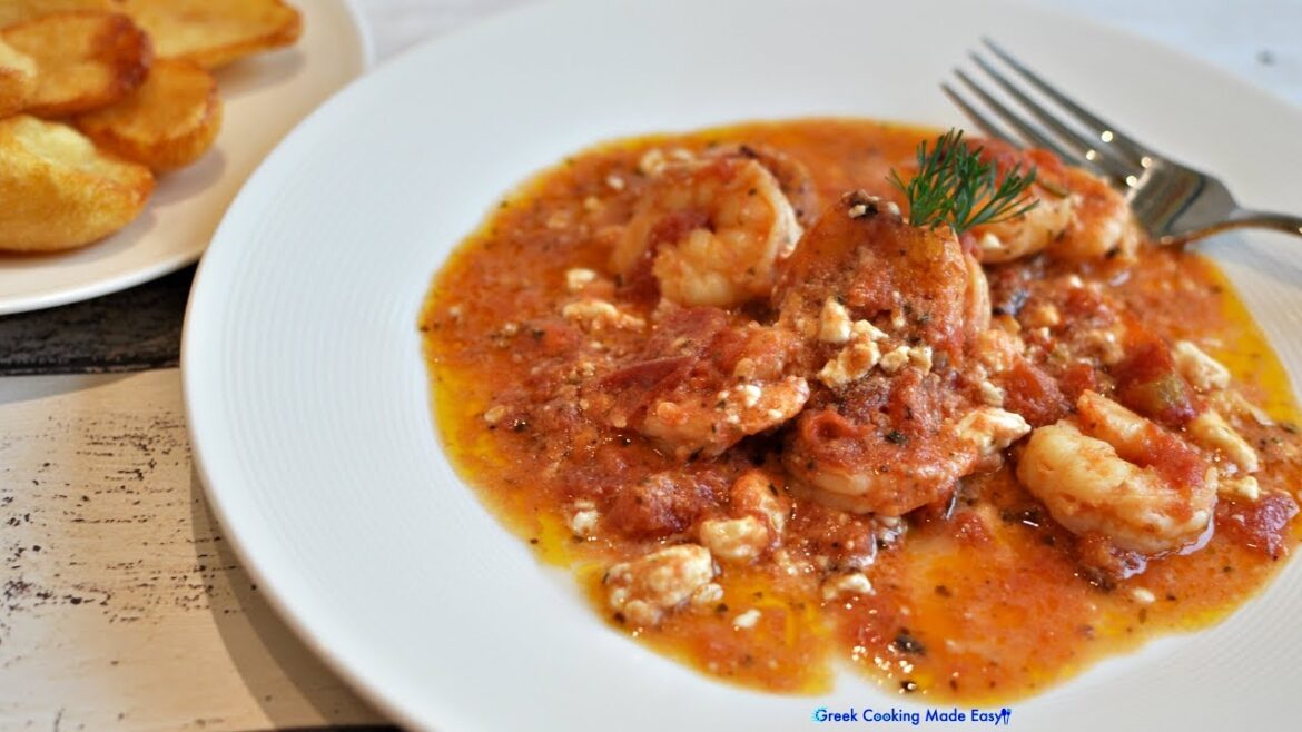 Prawns Saganaki Made Easy With Feta - Garides saganaki - Γαρίδες Σαγανάκι
