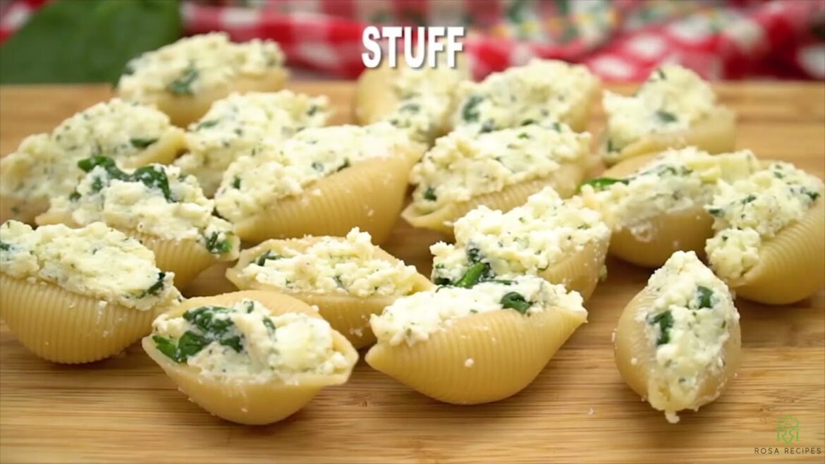 How to make spinach ricotta stuffed big shells pasta recipe | yummy pasta recipes | Rosa recipes