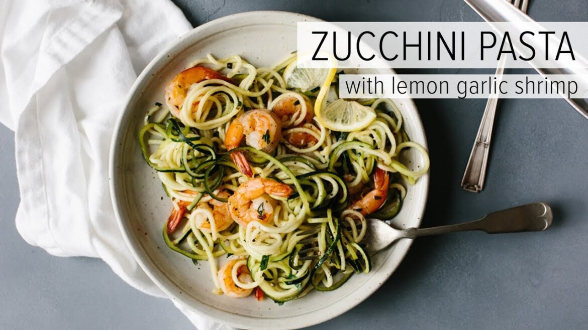 ZUCCHINI PASTA WITH LEMON GARLIC SHRIMP | a healthy, gluten-free, Whole 30 recipe